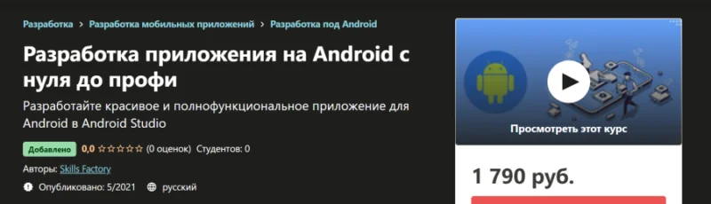 [Skills Factory] Разработка приложения на Android с нуля до профи 2021